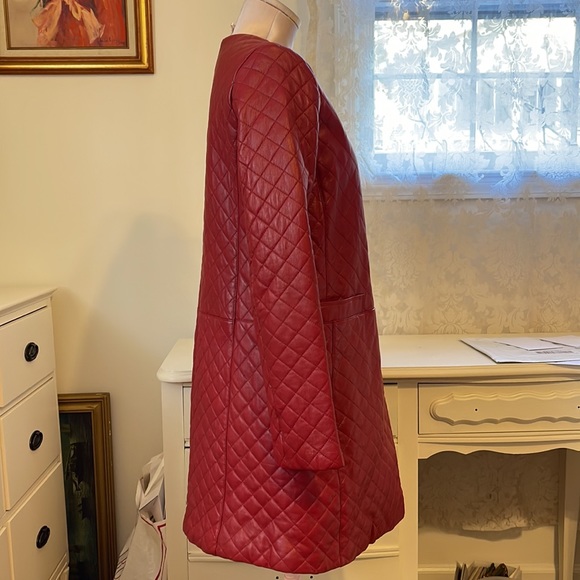 Red genuine leather coat by Jones NY ,size S. NWOT. - Picture 2 of 11